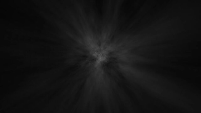 Abstract grey smoke explosion or light burst ethereal or cloud formation expanding from the center against a dark background cloud fog dark background vapor cloud fog dark background vapor