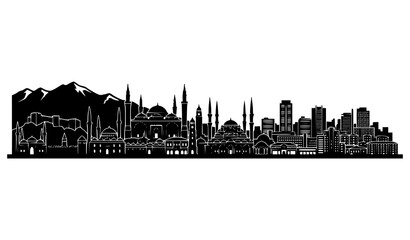 Bursa Turkey City Skyline Panorama Silhouette Vector Banner © MD