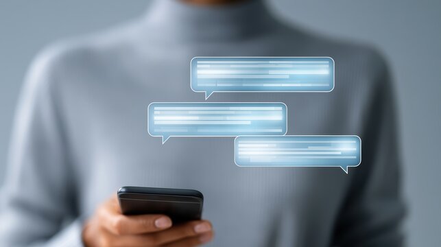 AI chatbot messaging interface for customer experience, support automation, digital communication