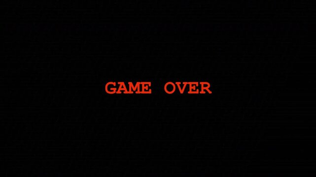 Vintage Arcade Game Over Text with Red Digital Glitch Animation
