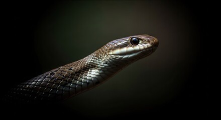 Obraz premium Close up of a snake with detailed scales dark background wildlife imagery