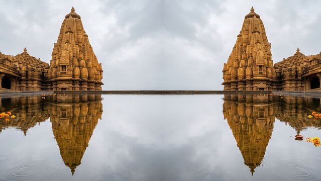 Golden Temple Reflection &mdash; Sacred Monsoon Serenity
