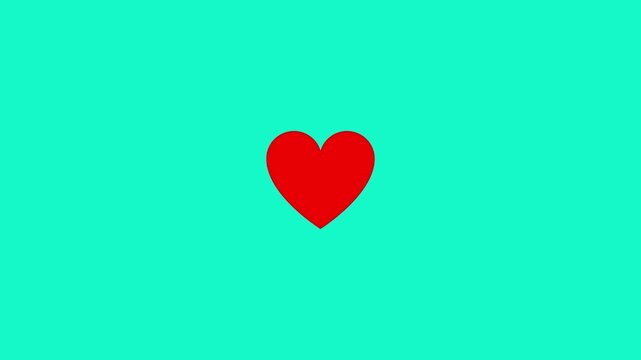 Single red heart icon on cyan background a simple shape centered on a flat blue background, representing love and romance love romance shape valentines flat love romance shape valentines flat
