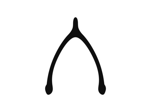 wishbone silhouette on white background bone forked