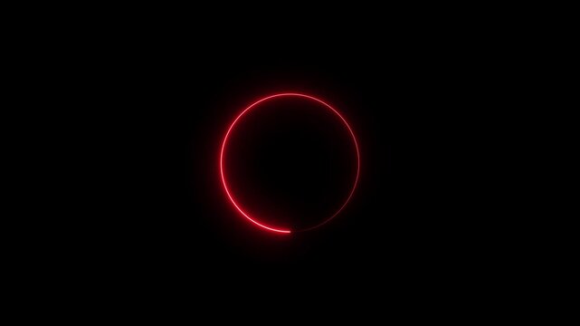 Abstract glowing red circle neon light animation a single circular line against a solid black background line shape border motion design line shape border motion design