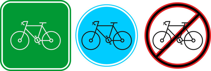 Naklejka premium Minimalist transport rules line art icons for cycling zone navigation