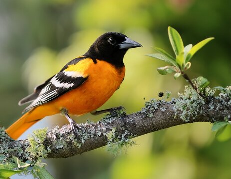 a baltimore oriole sitting on a branch
