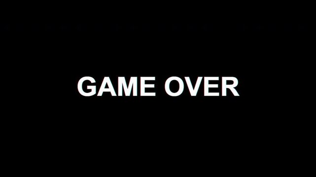 Retro Glitch Game Over Text with Digital RGB Split Distortion on Black Background