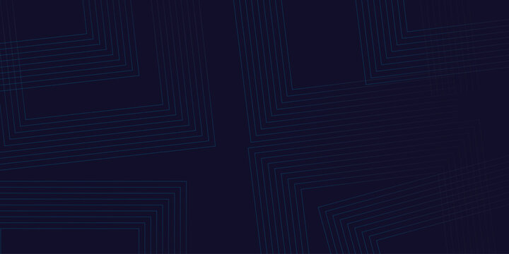 Abstract geometric pattern with navy blue background featuring nested square outlines and technical line designs.