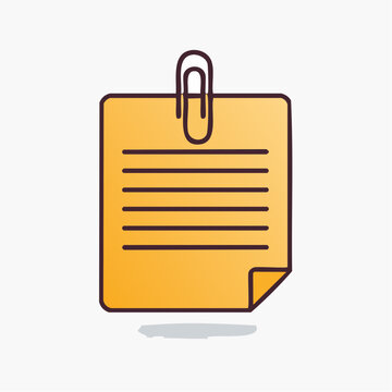 Yellow Sticky Note with Paperclip