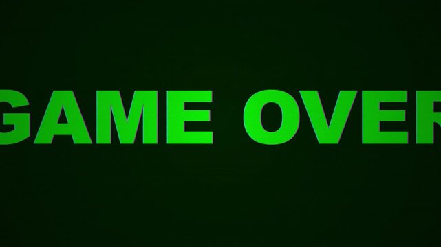Retro Green Game Over Typography with Digital Glitch Distortion and CRT Scanline Effects