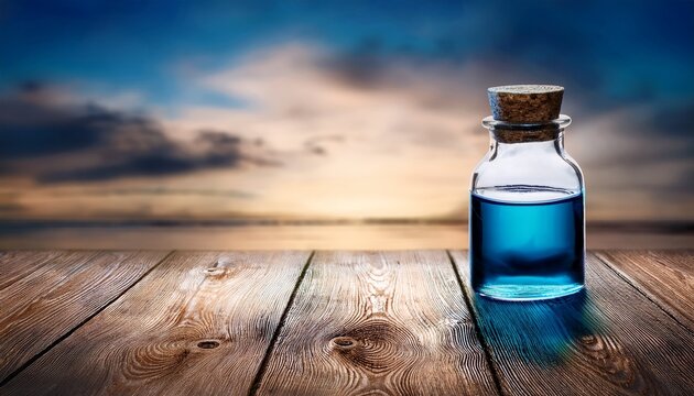 potion bottle on wooden surface