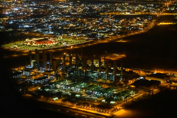 Fototapeta premium Aerial view of the Doha city at night
