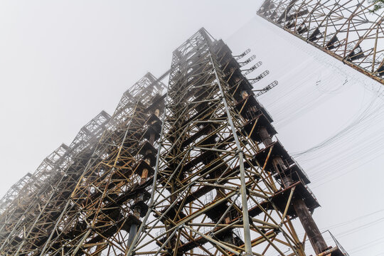 Radar System Duga at the Chernobyl Exclusion Zone, Ukraine. Abandoned soviet antenna complex