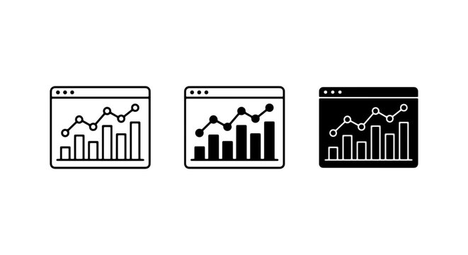 Business Growth Chart Icons, Data Analysis Vector Set, Financial Performance Graphs, Marketing Statistics Graphics