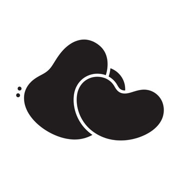 Black bean vector icon, organic kidney bean silhouette, minimalist legume seed graphic for food packaging and menus