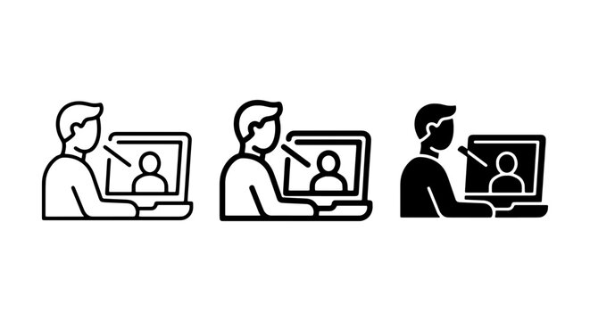 Video Call Icons, Online Meeting Symbols, Remote Communication Graphics, Digital Conversation Elements