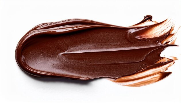 rich dark chocolate spread on white background with brush stroke texture for food or dessert themes