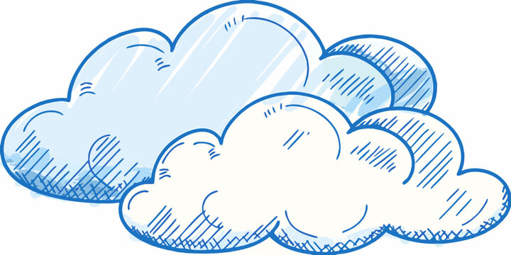 Blue cloud illustration with sketchy lines and a whimsical style