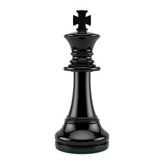 Fototapeta premium A black chess king piece stands alone on a white background