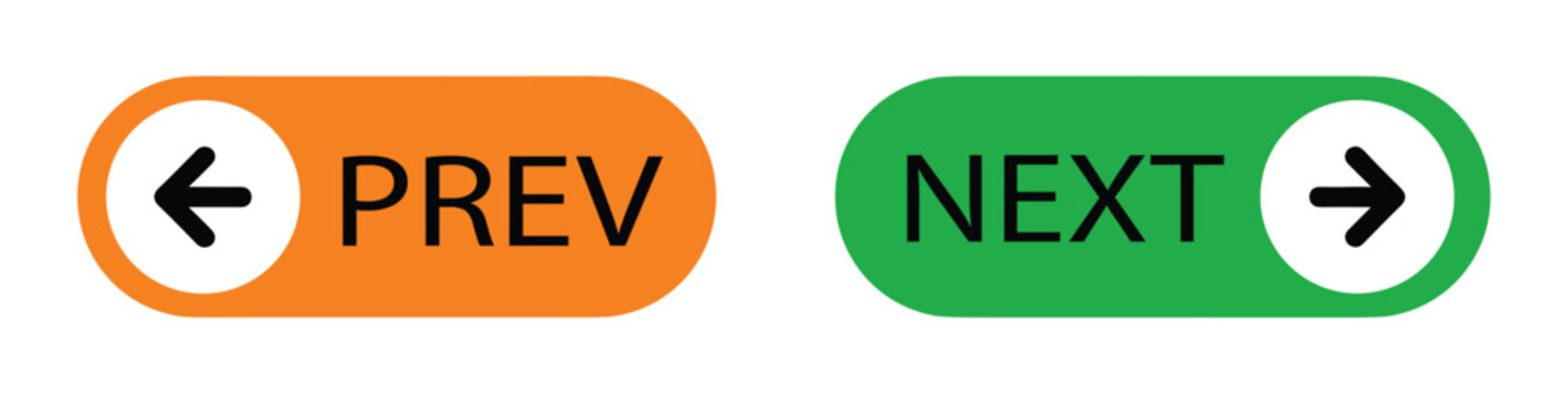 Prev and Next Buttons: Two rounded, capsule-shaped buttons indicating navigation. digital interface, user experience, website control, app design, navigation element.