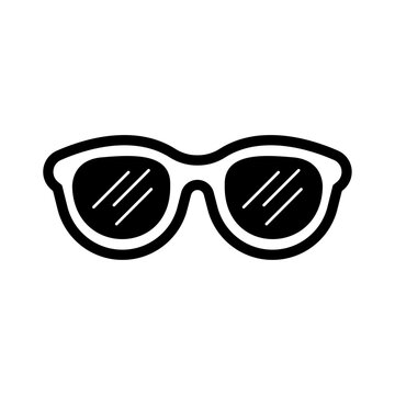Pictogramme doodle de lunettes de soleil, style vectoriel minimaliste noir et blanc, id&eacute;al pour &eacute;t&eacute;, vacances, plage, soleil, voyage et lifestyle estival.