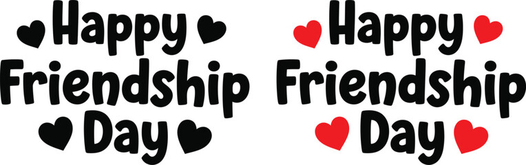 Happy friendship day typography with hearts celebration graphics for social media greetings © KaziDalia