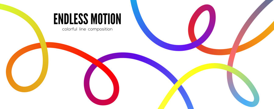 Vibrant endless motion colorful line composition