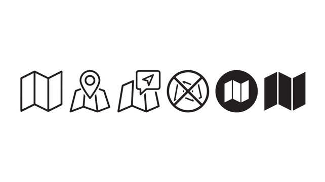 Navigation Icons Set For Travel And Direction Concepts