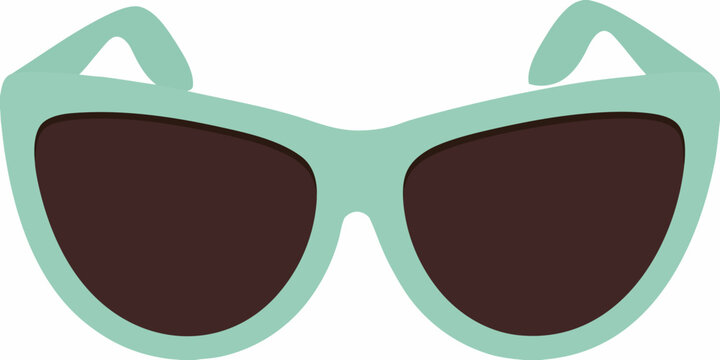 Mint Green Cat Eye Sunglasses Flat Vector Silhouette On White Background