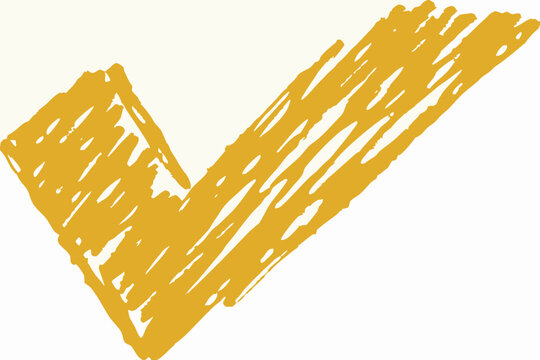 Yellow Scribble Check Mark Textured Brushstroke Vector Illustration
