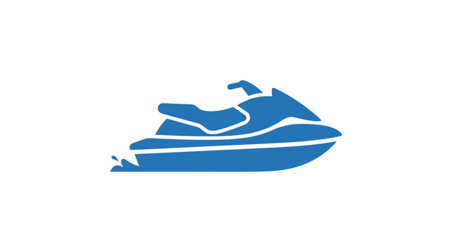 Blue jet ski watercraft vector icon on white background