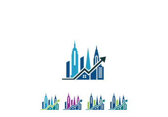 Fototapeta premium Real Estate Building Logo, City Buildings property house icon vector editable design