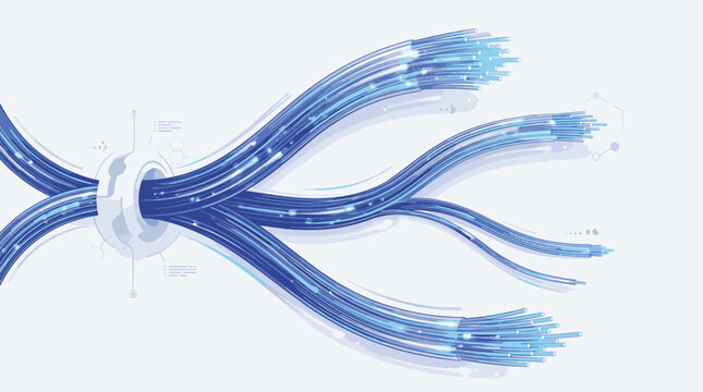 Blue Ethernet Cables Connected Together.