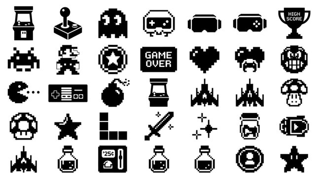 Collection of video game icons.