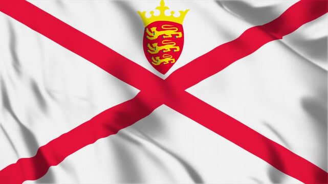 Jersey Flag Animation, 4K MP4 Waving Channel Island Banner Background Video