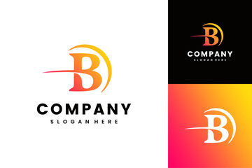 Dynamic Letter B Logo Design A vibrant, modern corporate identity symbol with sleek lines and a gradient color scheme, perfect for professional branding © Solonia