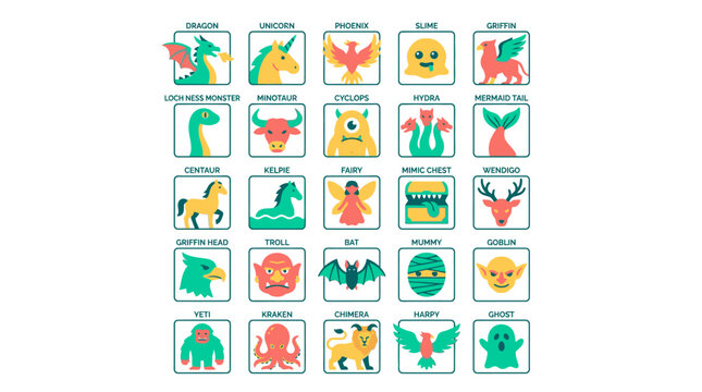 Dinosaur icons in various poses.