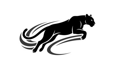 Fototapeta premium Black Panther Running Fast Silhouette Icon.