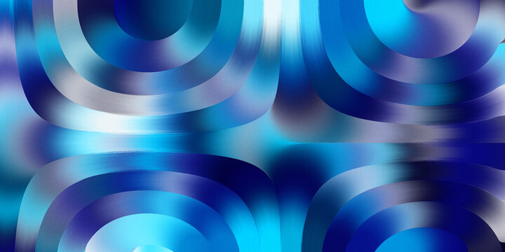 Luminous azure curves flowing across a polished metallic field