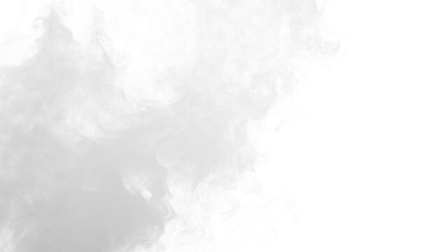 Abstract full frame white smoke motion with elegant dynamic stream texture and dramatic fog effect isolated on transparent background
