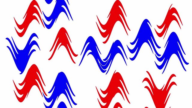 Abstract red and blue wave pattern motion background on white canvas
