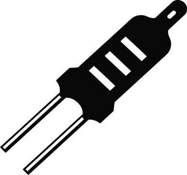Black and white icon of a small halogen light bulb capsule with two pins for electrical lighting fixtures