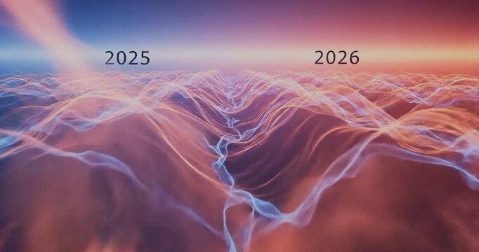 Futuristic Landscape Transition 2025 to 2026.