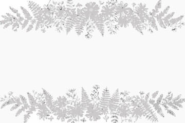Obraz premium Floral ornament with botanical silhouettes on a white background