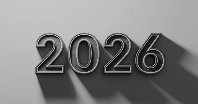 Silver 2026 Numbers with Shadow Effect.