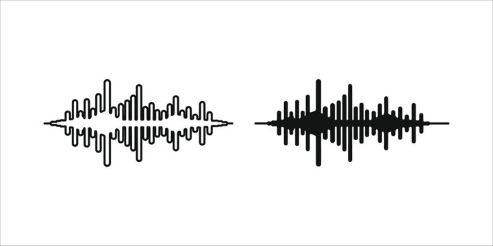 Black and white audio waveforms on white background