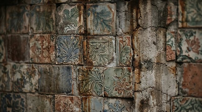 vintage old brown gray rusty patchwork tile texture background  

