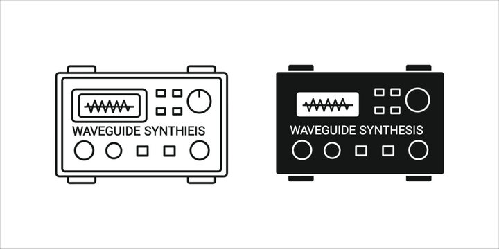 Two black and white synthesizer with waveform musical instrument