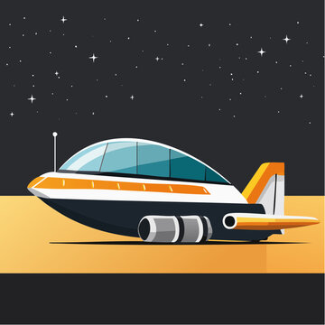 Navette spatiale futuriste sur fond cosmique
